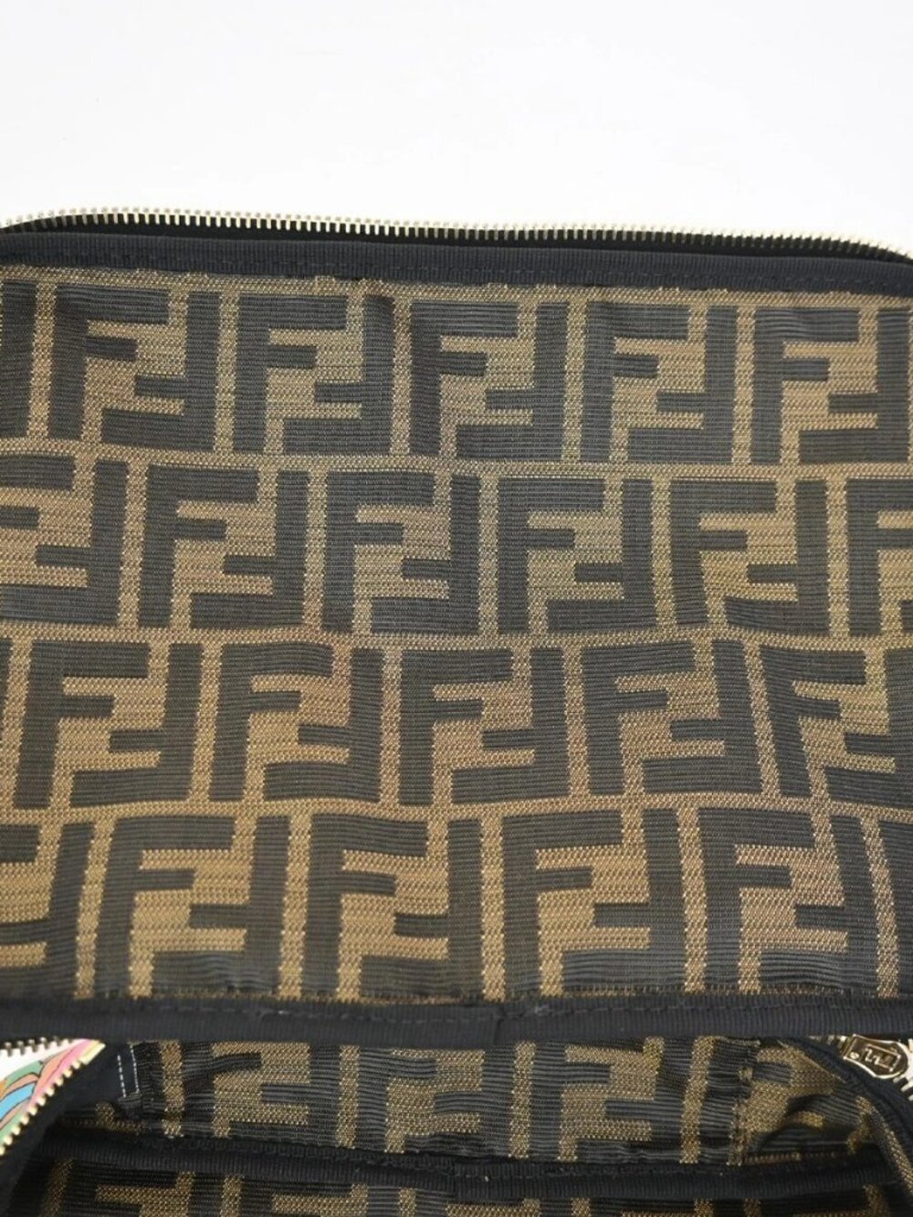 FENDI Square Clutch Pouch Bag Nylon Leather Multicolor Orange GHW Italy 36KD680 - Picture 9 of 14